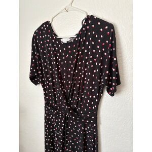 London Times Polka Dot‎ Midi Twist Front Dress Preppy Summer Chic Wedding Guest